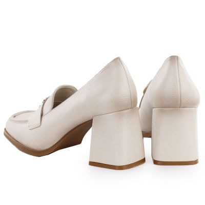 3. Beige Damen-Mokassins mit Absatz, Potocki SZ12783