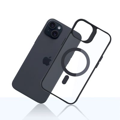 8. 3mk Satin Armor MagCase Hülle mit MagSafe für iPhone 15 – transparent mit schwarzem Rahmen