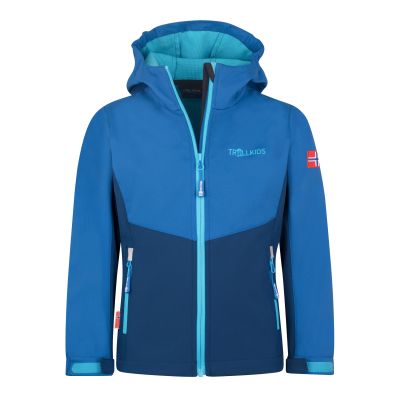 Trollkids Kristiansand Softshelljacke Alpine Blau/Dunkelindigo/Poolblau (320-144)