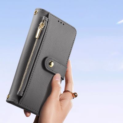 2. Dux Ducis Lawa Lederhülle für Samsung Galaxy S25+ mit abnehmbarer magnetischer Brieftasche – Grau
