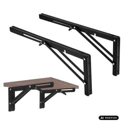 10. MACLEAN Klappbare Wandregalhalterung, min. 350 mm, max. 700 mm, max. 50 kg, 2 Stück, Größe M