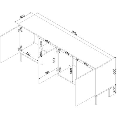 5. INSERTO 3D1W Kommode 190x40x80 Kaschmir + LED