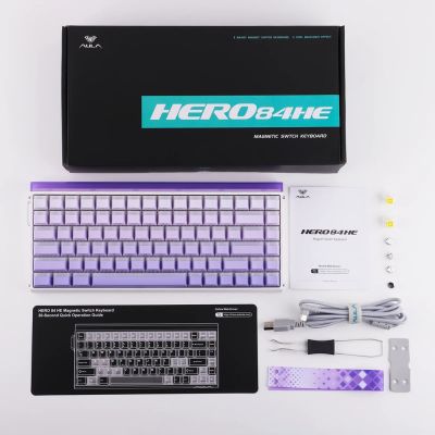 7. HERO84 HE Tastatur mit Dichtung, Weiß+Lila+Farbverlauf+HELL JadeKing Schalter RGB AULA