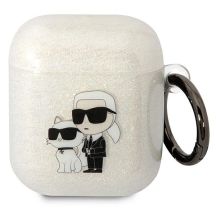 Karl Lagerfeld KLA2HNKCTGT Airpods 1/2 Abdeckung transparent Gliter Karl&Choupette