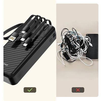7. Dudao K11 Pro 20000mAh Powerbank mit integrierten Kabeln - Schwarz
