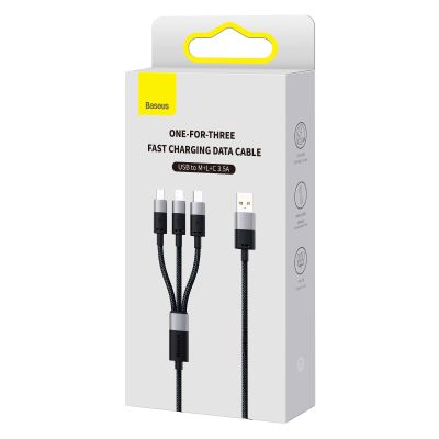 3. 3in1 USB - Micro-USB / Lightning / USB C 3,5A 1,2m Kabel Baseus StarSpeed - schwarz