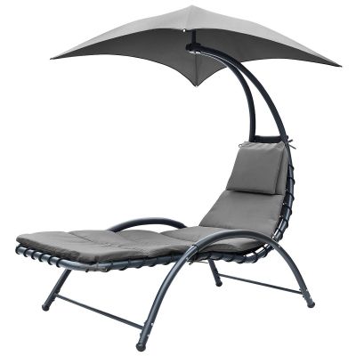 23. BERGAMO Sessel mit Sonnenschirm 200x125x180cm Grau