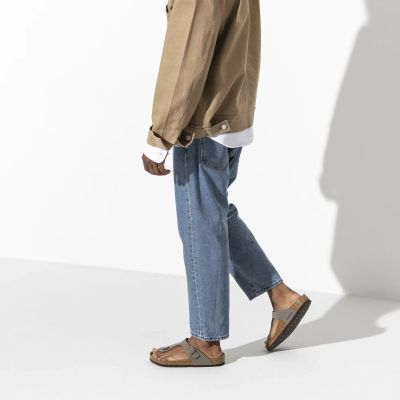 19. Birkenstock Gizeh Birko-Flor Nubuk Stone Regular Herren Flip-Flops Wide Grau (43391)