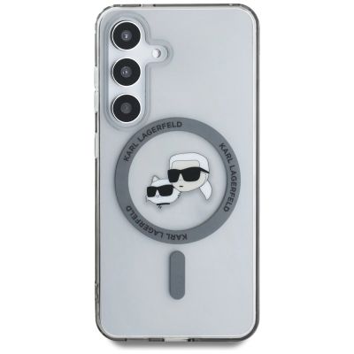 3. Karl Lagerfeld Button Karl & Choupette Heads Printed Logo MagSafe Samsung Galaxy S25 Plus Hülle schwarz