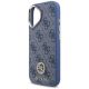 6. Guess 4G Strass Logo & Big Strap Metal Buttons MagSafe Case für iPhone 17 - Blau