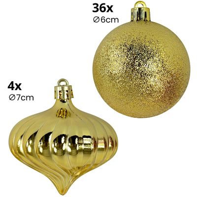 4. Dekorative Kugeln aus Kunststoff, Safe, 40 Stück, Durchmesser 6 cm, Goldglimmer