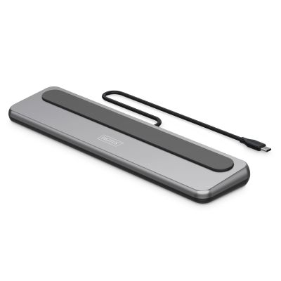 5. 12-Port-USB-C-Dockingstation, max. 8K/30Hz mit HDR, HDMI, DP, max. 3 Monitore (MST), USB-C 3.2 Gen2, Gigabit-Ethernet, SD/Micro-SD, Audio, PD 100W