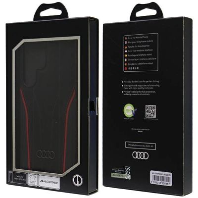 7. Audi Echtleder MagSafe S24 Ultra S928 schwarz-rot/schwarz-rot Hardcase AU-TPUPCS24U-R8/D3-RD