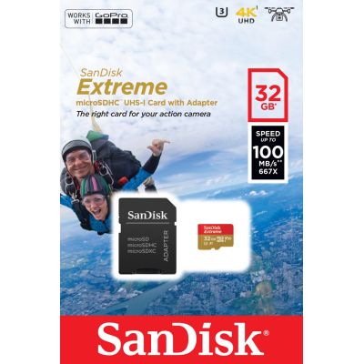 3. SanDisk Extreme SDSQXAF-032G-GN6AA Speicherkarte (32 GB; Klasse U3; Adapter, Speicherkarte)