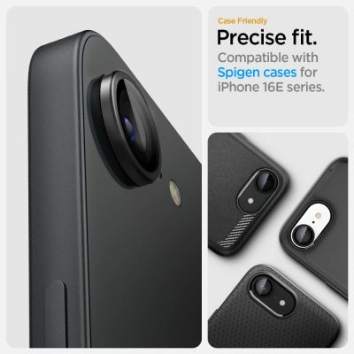 9. Spigen Optik Pro GLAS.TR „Ez Fit“ Kameraschutzhülle, 2er-Pack für iPhone 16e / 17e – Schwarz