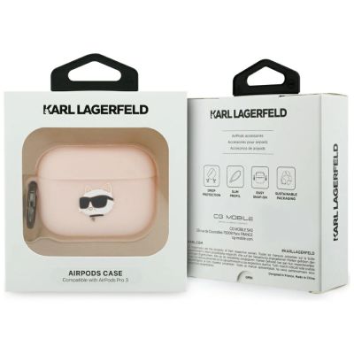 4. Karl Lagerfeld Silikonhülle mit Chaupette-Kopf (3D) für AirPods Pro 3 – Pink