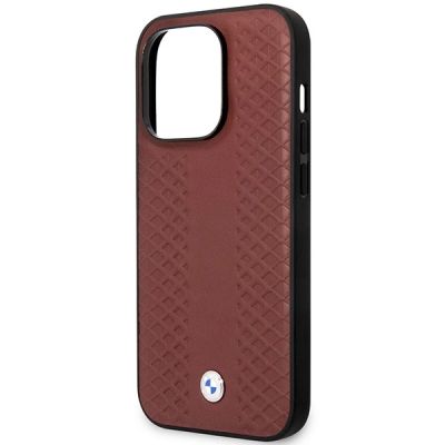6. Hülle BMW BMHMP14L22RFGR iPhone 14 Pro 6.1" Burgund/Burgund Leder Rautenmuster MagSafe