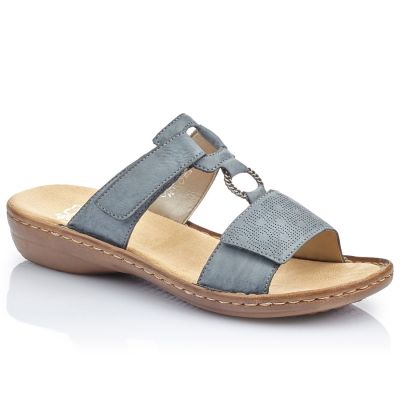 Bequeme Damen-Flip-Flops mit Klettverschluss, blau, Rieker 60885-12