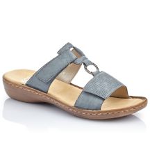 Bequeme Damen-Flip-Flops mit Klettverschluss, blau, Rieker 60885-12