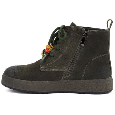 3. Damen-Ankle-Boots aus Leder mit dicken Sohlen, grün Artiker 59C1132