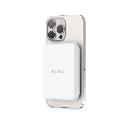 9. Tech-Protect LifeMag PB11 Powerbank mit MagSafe 10000 mAh 15 W USB-C-Anschluss – weiß + USB-C-Kabel