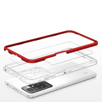 5. Klare 3in1 Hülle für Xiaomi Redmi 10 Frame Gel Cover Rot