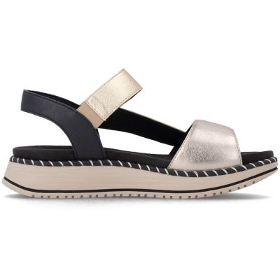 2. Remonte by Rieker D3J50-90 Damen-Plateausandalen aus metallisch-goldenem Leder