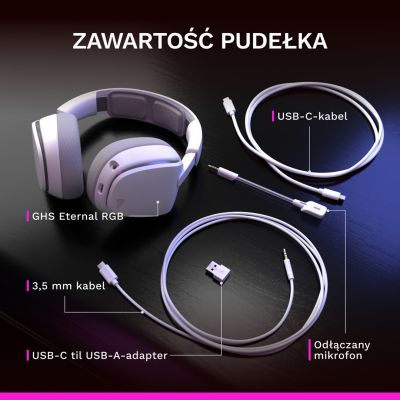 11. Glorious Gaming Glorious GHS Eternal RGB – RGB-Stereo-Gaming-Kopfhörer für PC, PS5, PS4, Switch – Speziell abgestimmte Treiber, abnehmbares Mikrofon, USB-C – Robust und komfortabel für 24/7 – Weiß