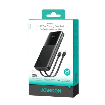 7. Joyroom JR-PBF19 22,5 W 10000 mAh Powerbank mit zwei integrierten Kabeln – Schwarz