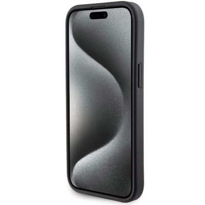 5. Ferrari Grip Stand Metall-Logo-Hülle für iPhone 15 – Schwarz