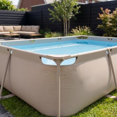 5. VIRTUFIT Rechteckiges Schwimmbecken 300 x 210 cm mit Filterpumpe Beige