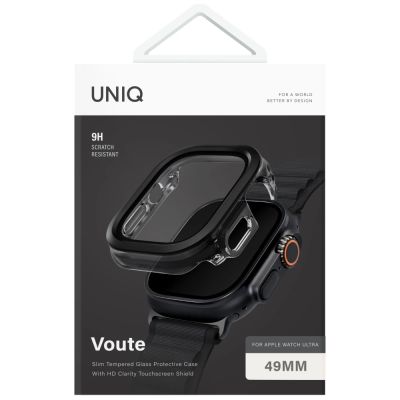 5. Uniq Voute Schutzhülle aus gehärtetem Glas für Apple Watch Ultra 49 mm, Schwarz