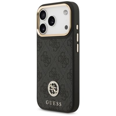 2. Guess 4G Strass Logo & Big Strap Metal Buttons MagSafe Case für iPhone 17 Pro - Schwarz