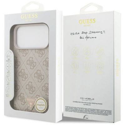 8. Guess Leather 4G Triangle Strass MagSafe Case für iPhone 17 Pro Max - Pink