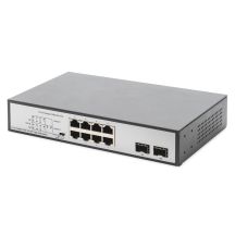 Digitus Unmanaged Desktop-Netzwerk-Switch, 8x RJ45 Gbit/s (davon 6x PoE) + 2x SFP, PoE++, max. 180 W