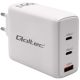 Qoltec 100W GaN-Wandladegerät | 5–20 V | 1,5–5 A | 2 x USB-C PD | 1 x USB QC 3.0 | Weiß