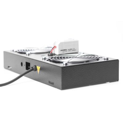 8. DIGITUS Lüftungspanel für 19"-Wandschränke, 2 Lüfter, Thermostat, schwarz