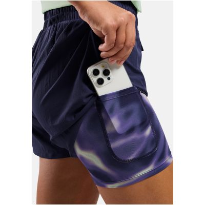 2. Damen-Shorts Odlo ZEROWEIGHT 3 INCH PRINT 2-in-1 marineblau