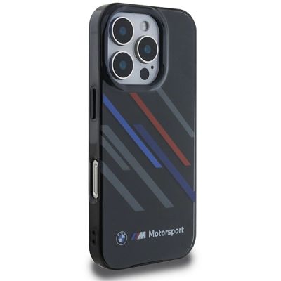 4. BMW Motorsport IML Random Stripes Hülle für iPhone 16 Pro - Schwarz