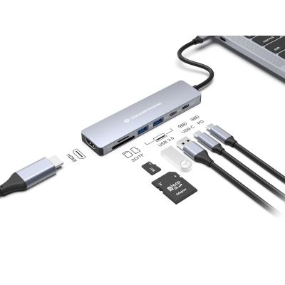 3. Conceptronic DONN28G Dockingstation, kabelgebunden, USB 3.2 Gen 1 (3.1 Gen 1), Typ-C, Grau