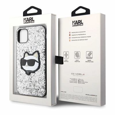 8. Karl Lagerfeld KLHCN61G2CPS iPhone 11 / Xr 6,1" Silber/Silber Hardcase Glitter Choupette Patch