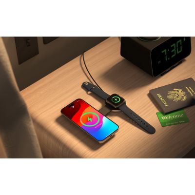 4. Twelve South ButterFly - MagSafe-kompatibles kabelloses Ladegerät für zwei Geräte (Hülle, Netzteil, Stecker für USA, Großbritannien, EU und Australien, 1 m USB-C - USB-C-Stromkabel im Lieferumfang enthalten)