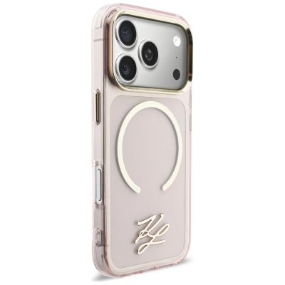4. Karl Lagerfeld IML KL Script Logo MagSafe Hülle für iPhone 17 Pro Max – Pink