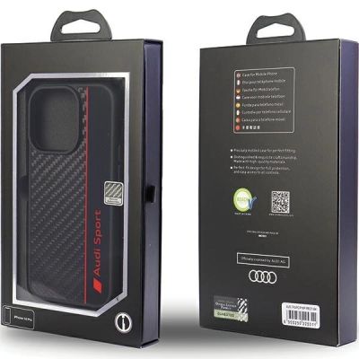 6. Audi Carbon Fiber Stripe iPhone 14 Pro 6,1" schwarz/schwarz Hardcase AUS-TPUPCIP14P-R8/D1-BK