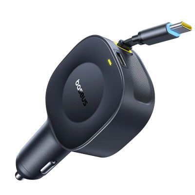 Baseus PrimeTrip VR2 30W Kfz-Ladegerät mit einziehbarem USB-C-Kabel – Schwarz