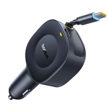 Baseus PrimeTrip VR2 30W Kfz-Ladegerät mit einziehbarem USB-C-Kabel – Schwarz