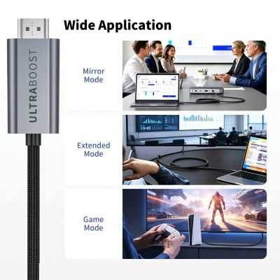 6. Tech-Protect UltraBoost USB-C HDMI 2.1 60Hz Videokabel 300 cm - Grau
