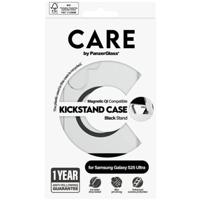 4. CARE by PanzerGlass Feature Black Kickstand & QI Case für Samsung Galaxy S25 Ultra - Transparent