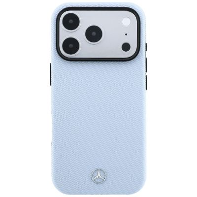 3. Mercedes Leder-Halbhülle in Holzoptik mit MagSafe-Funktion für iPhone 17 Pro Max / 18 Pro Max – Blau