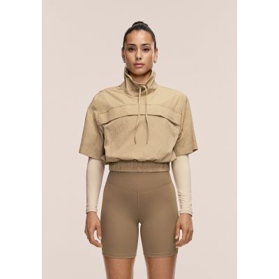 3. CASALL Damen-Trainingsjacke mit kurzen Ärmeln, Sandfarbe